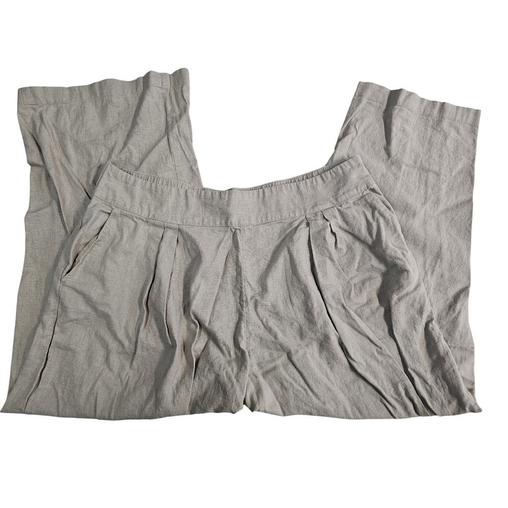 Abercrombie & Fitch XL Oatmeal Beige Linen Blend Wide Leg Pleated Pants Womens